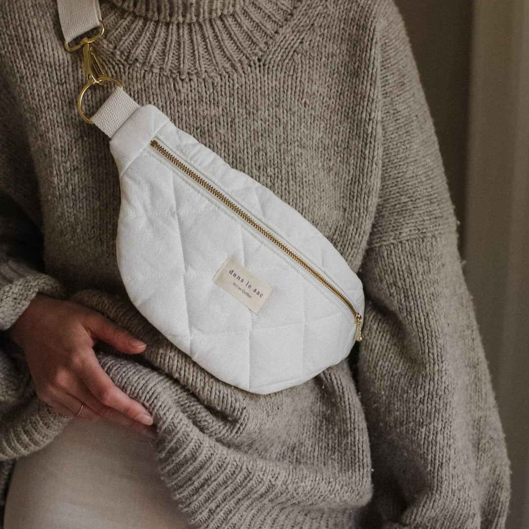 White quilted fanny pack deals