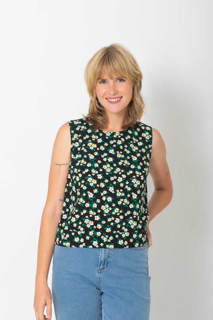 Cami imprimé - Fleurs blanches