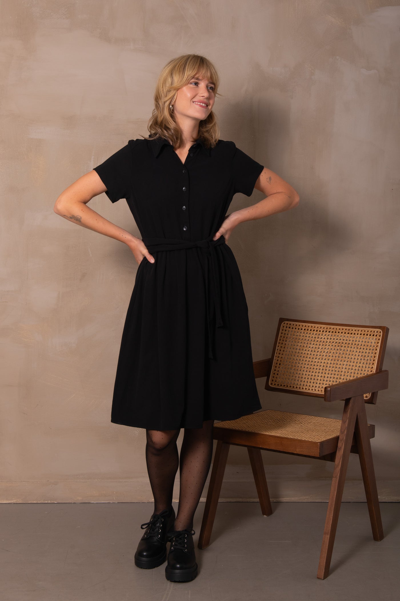 Athena Dress - Black Abstract