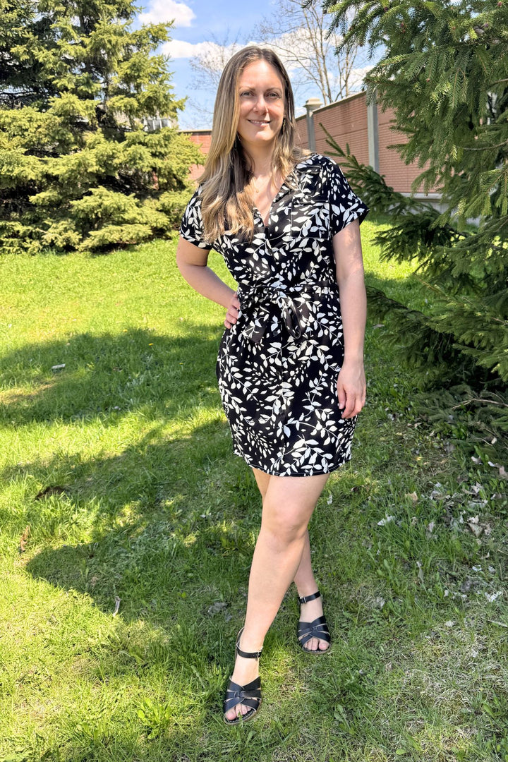 Robe Plage libre - Fleuillage noir & blanc