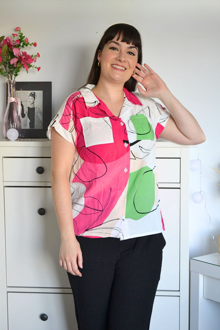 Chemise Cool Vibes - Abstrait blanc-rose-vert