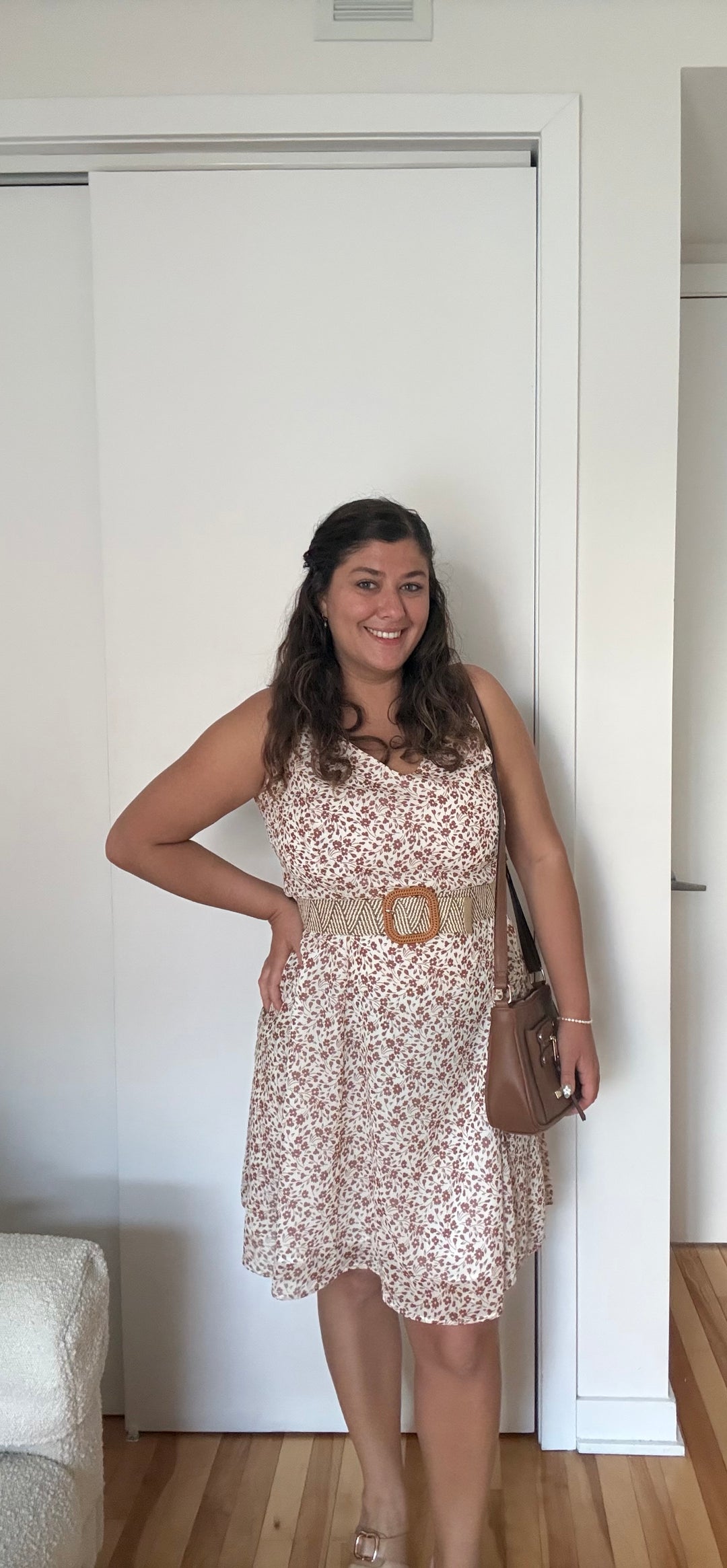 Robe Souffle léger - Fleur beige & brun