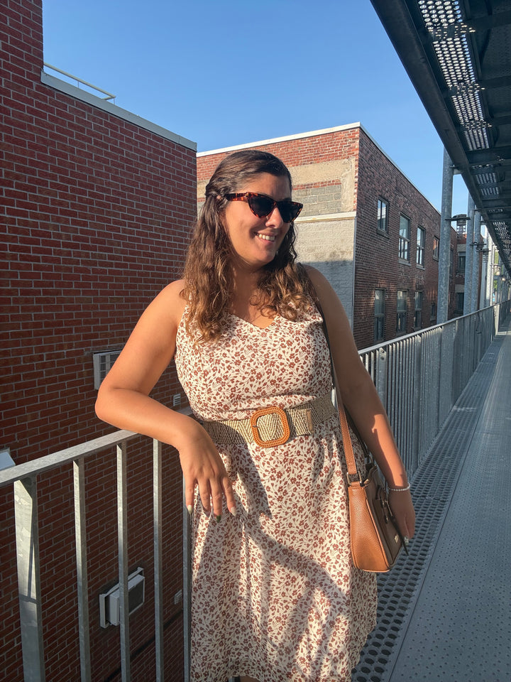 Robe Souffle léger - Fleur beige & brun