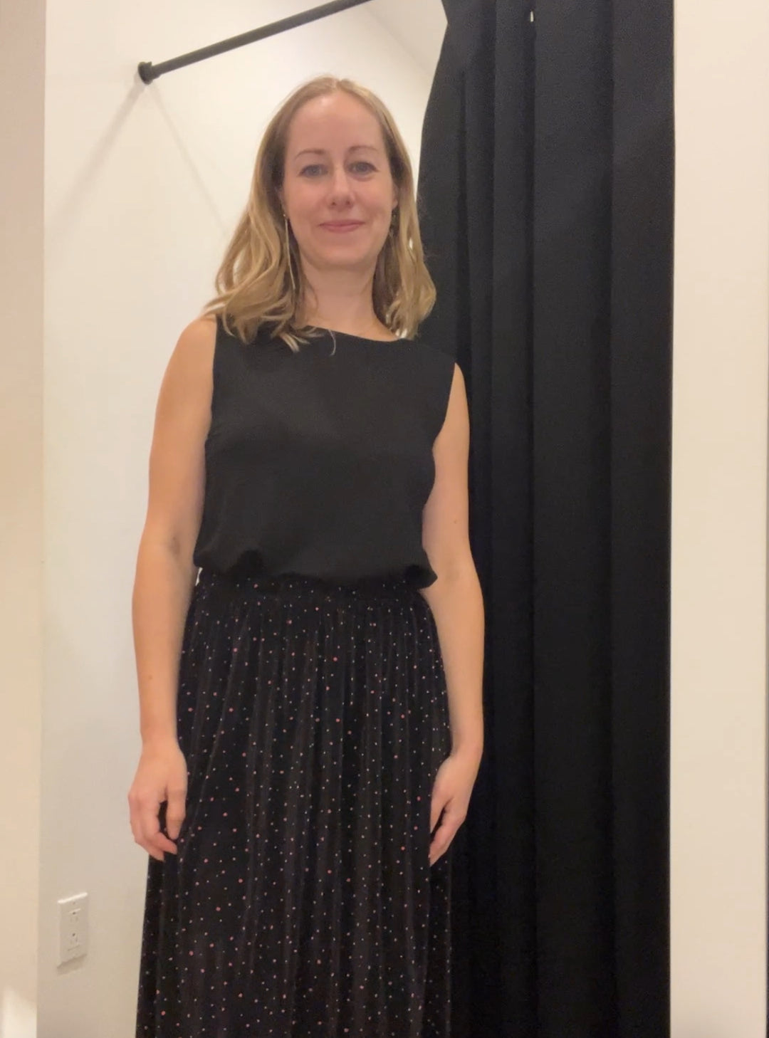 Jupe plissée Dahlia pois rose