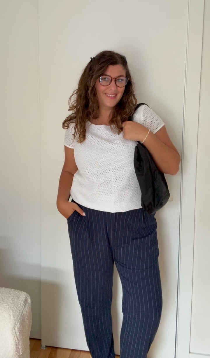 Pantalon Slow Summer - Marine ligné