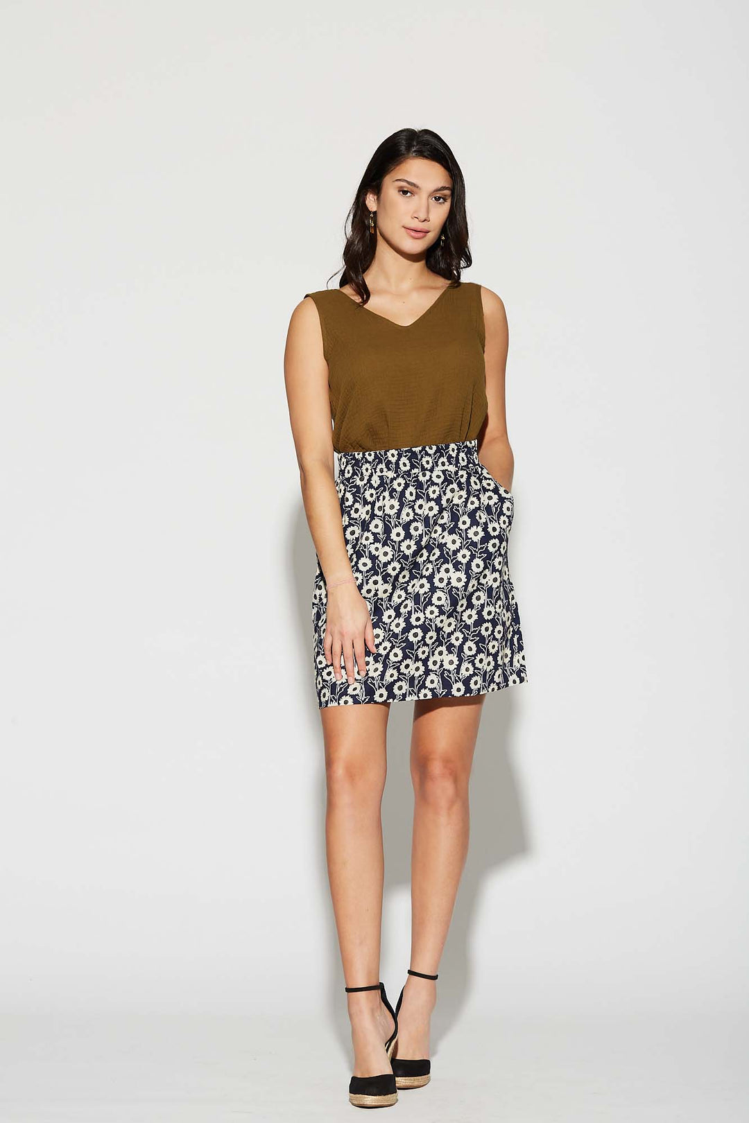 Jupe Palm Springs - Daisy fond marine