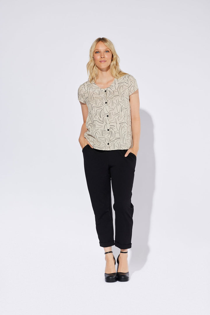 Shorty Blouse / Floral Black and White