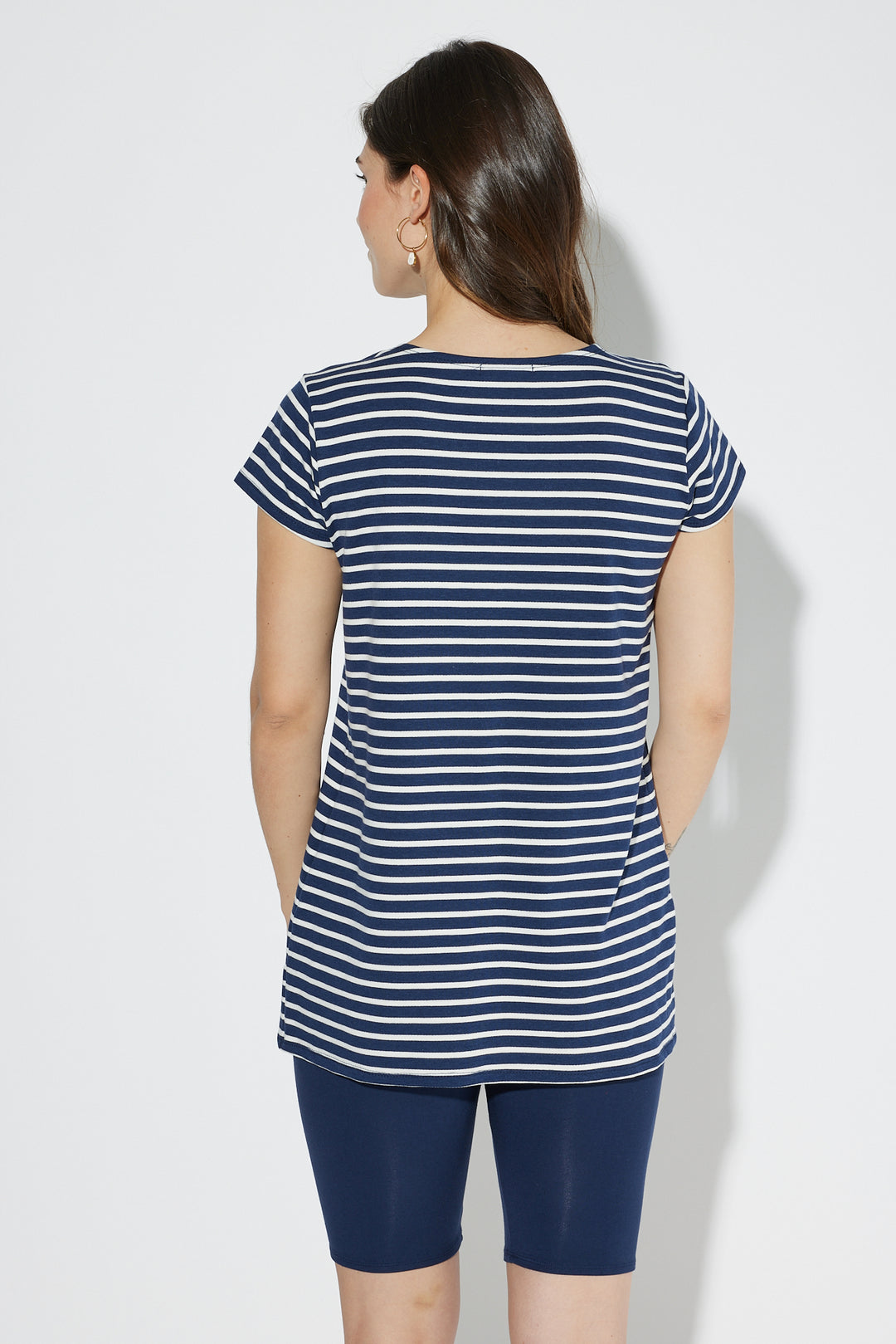 Peony tunic / Navy and white lines