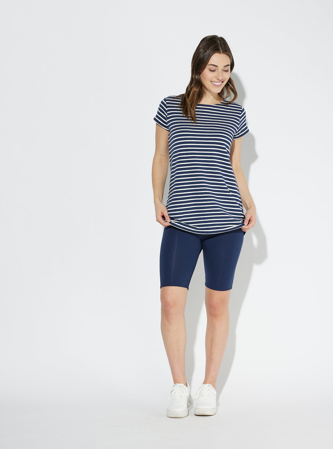 Peony tunic / Navy and white lines