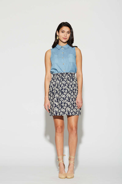 Frances top - Small blue background pattern