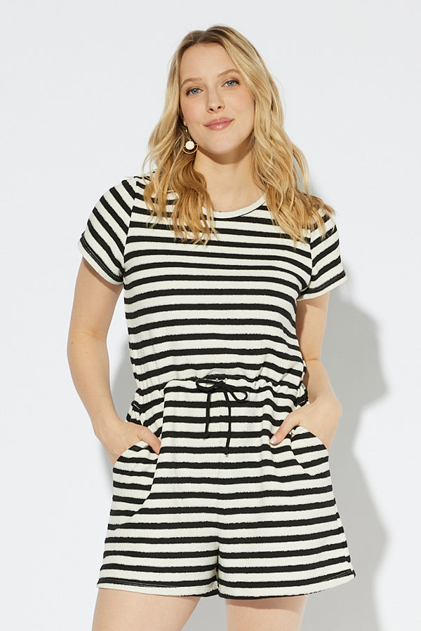 Canna playsuit / Black and white lines