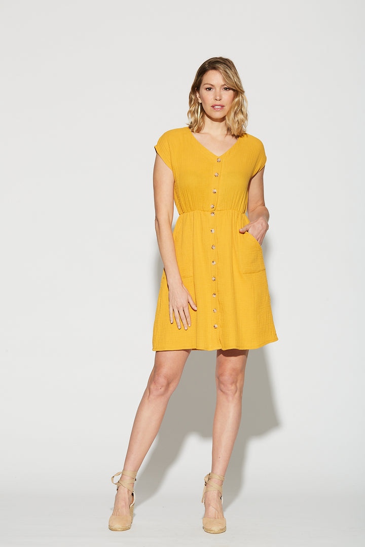 Pixie Dress - Yellow Gauze