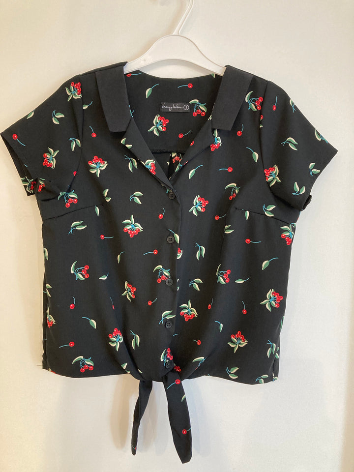 Macarena T-Shirt - Cherries Navy Background